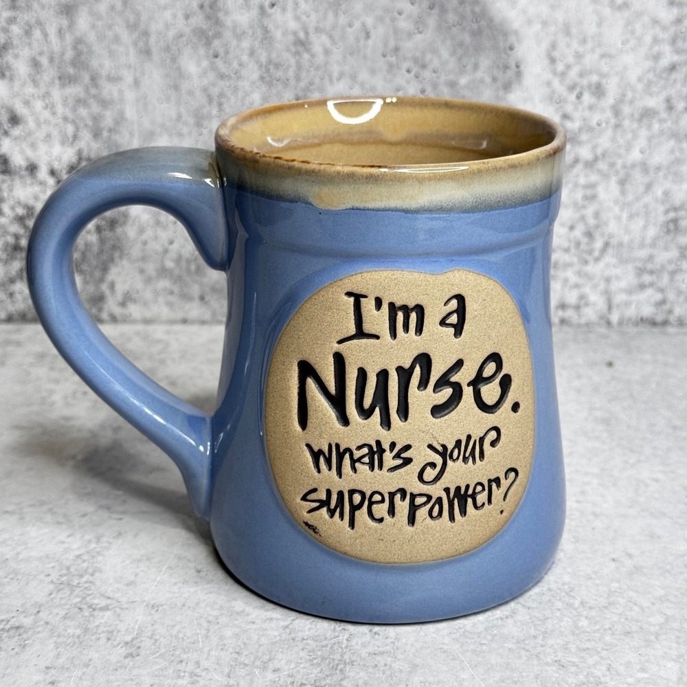 Burton + Burton Joanne Sharpe Nurse Superpower Blue Ceramic Coffee Mug